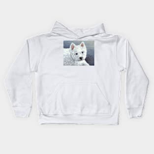 Dog 137 White Westie Kids Hoodie